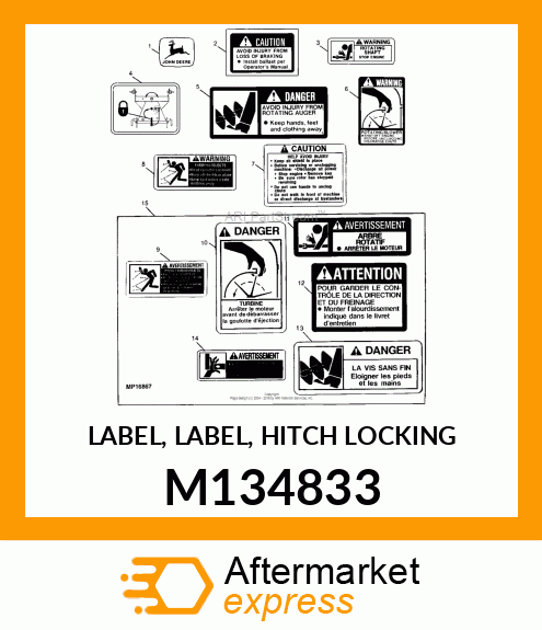 LABEL, LABEL, HITCH LOCKING M134833