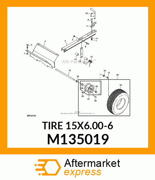 TIRE, 15X6.00X6 TURF SAVER M135019