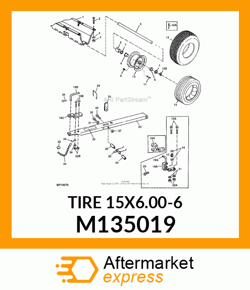 TIRE, 15X6.00X6 TURF SAVER M135019