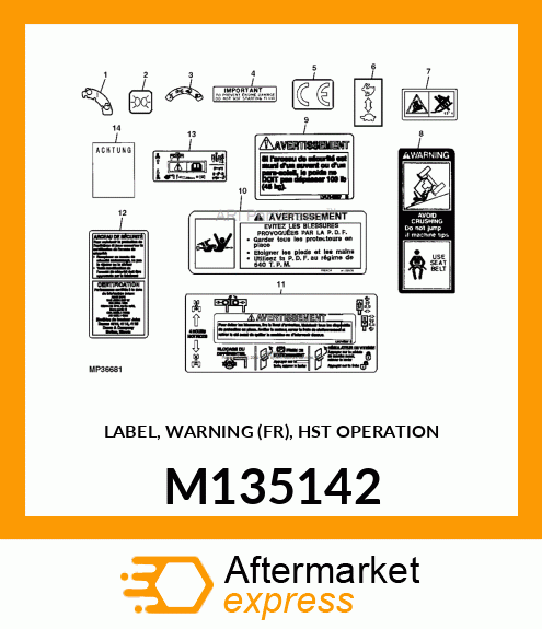 LABEL, WARNING (FR), HST OPERATION M135142