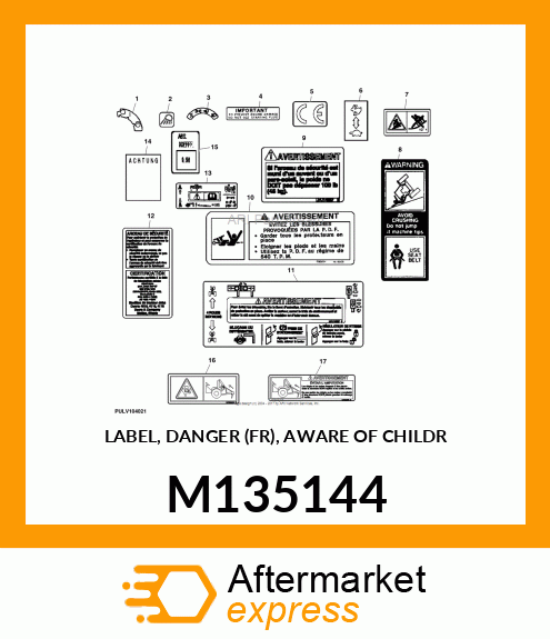 LABEL, DANGER (FR), AWARE OF CHILDR M135144