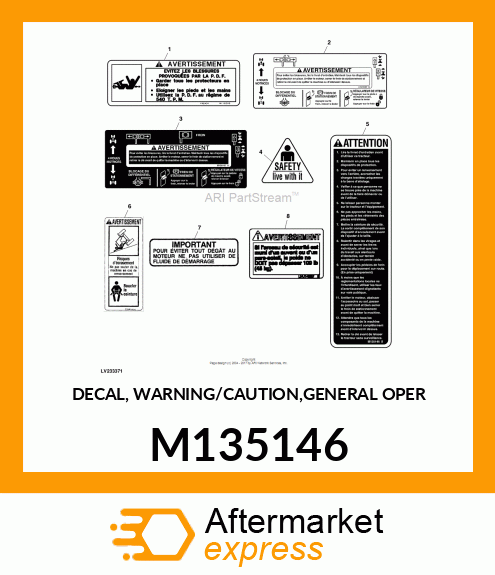 DECAL, WARNING/CAUTION,GENERAL OPER M135146