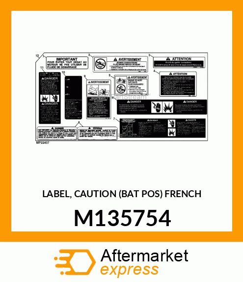 LABEL, CAUTION (BAT POS) FRENCH M135754