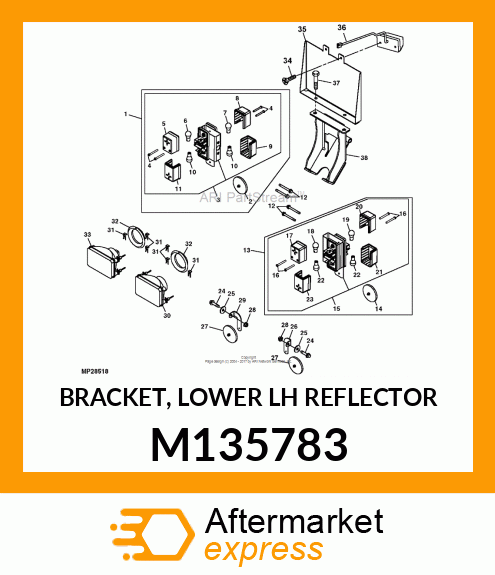 BRACKET, LOWER LH REFLECTOR M135783