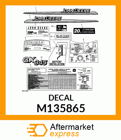 LABEL, 20HP GRILLE 345 M135865