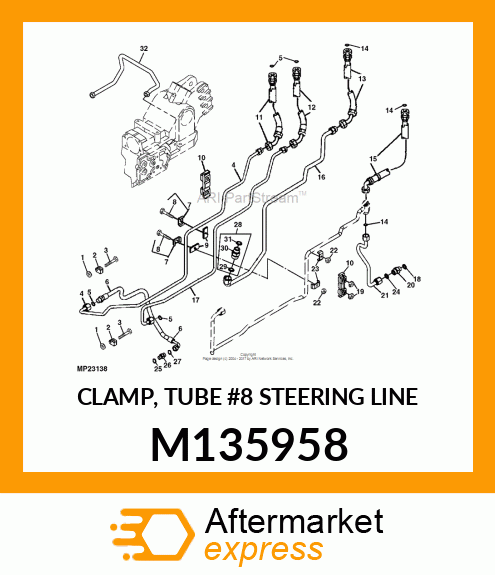 CLAMP, TUBE #8 STEERING LINE M135958