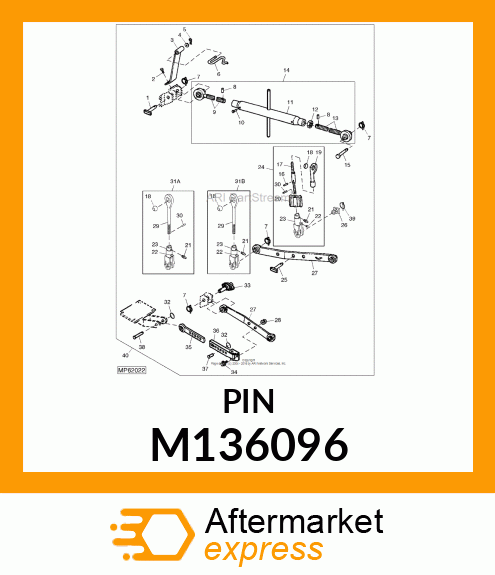 PIN FASTENER, PIN, CLEVIS M136096