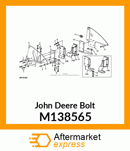 BOLT, HEX DRILLED HEAD M16X2.00X45 M138565