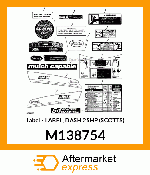 Label - LABEL, DASH 25HP (SCOTTS) M138754