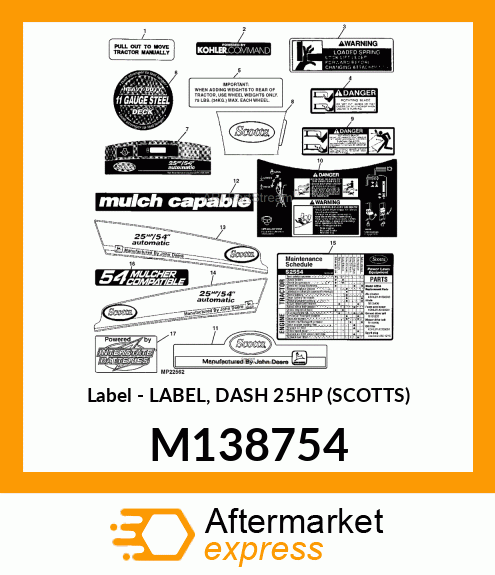 Label - LABEL, DASH 25HP (SCOTTS) M138754