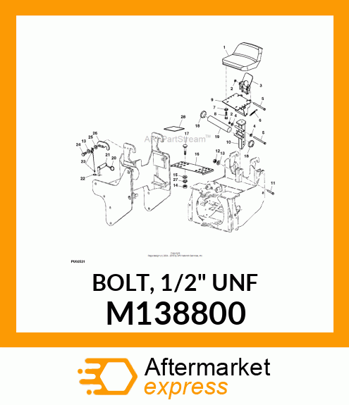 BOLT, 1/2" UNF M138800