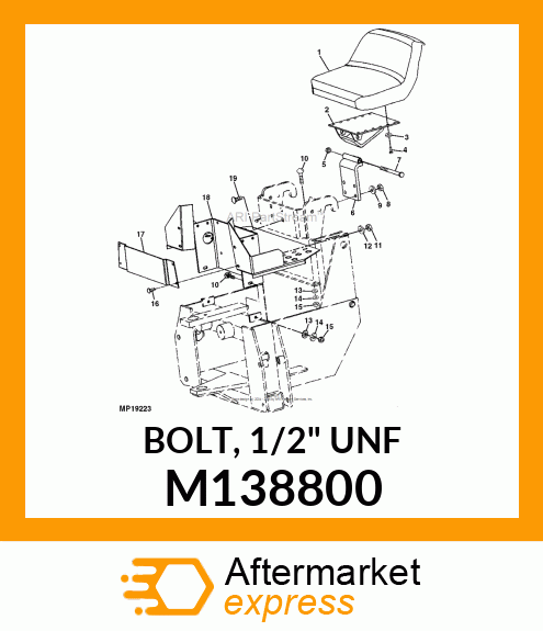 BOLT, 1/2" UNF M138800