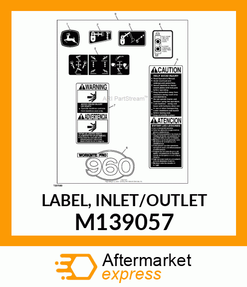 LABEL, INLET/OUTLET M139057