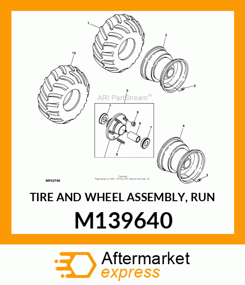 TIRE AND WHEEL ASSEMBLY, RUN M139640