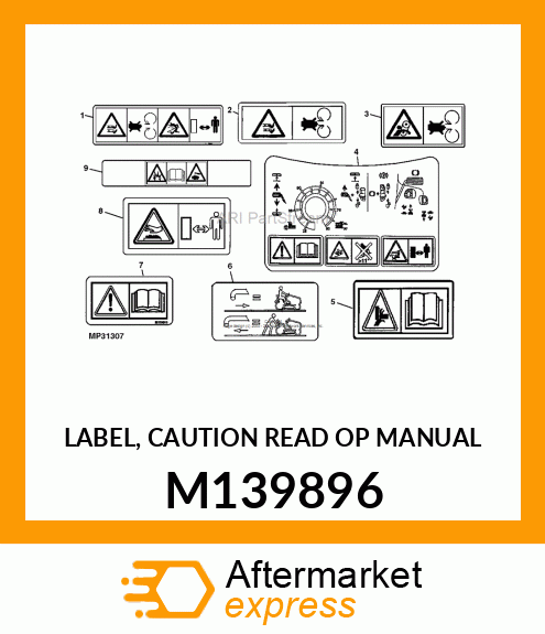 LABEL, CAUTION READ OP MANUAL M139896