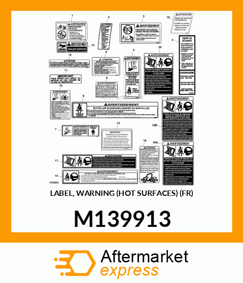 LABEL, WARNING (HOT SURFACES) (FR) M139913