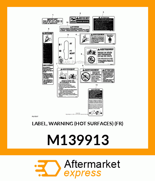 LABEL, WARNING (HOT SURFACES) (FR) M139913