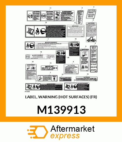 LABEL, WARNING (HOT SURFACES) (FR) M139913