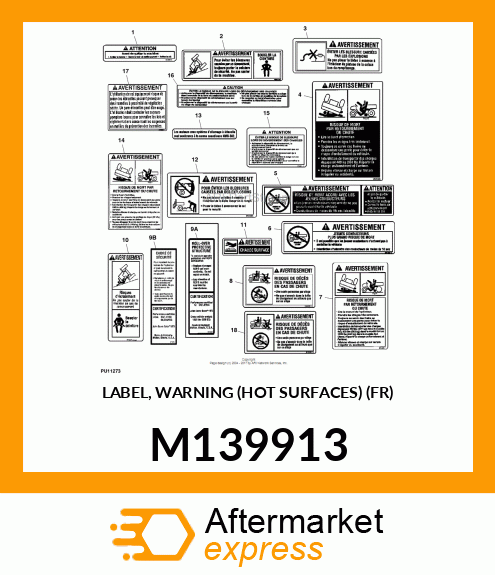 LABEL, WARNING (HOT SURFACES) (FR) M139913