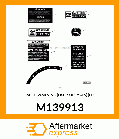 LABEL, WARNING (HOT SURFACES) (FR) M139913