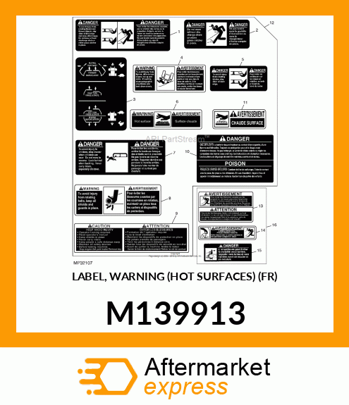 LABEL, WARNING (HOT SURFACES) (FR) M139913