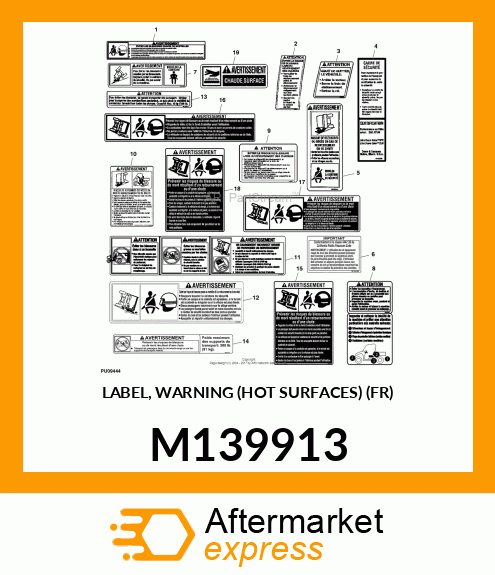 LABEL, WARNING (HOT SURFACES) (FR) M139913