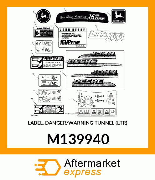 LABEL, DANGER/WARNING TUNNEL (LTR) M139940