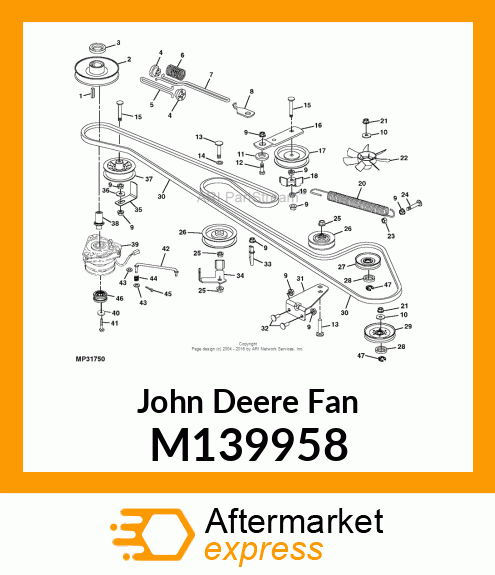 FAN, 9 IN W/OFFSET HUB M139958