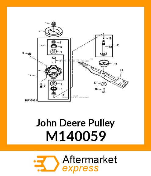 PULLEY, SHEAVE, SPINDLE (54C/62C) M140059