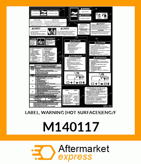 LABEL, WARNING (HOT SURFACES)ENG/F M140117