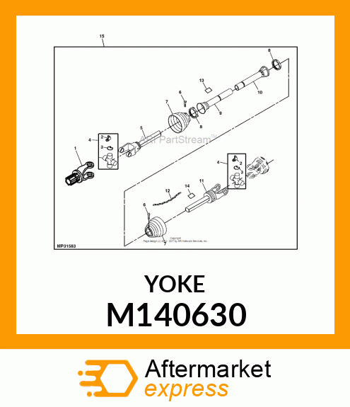 Yoke 1 3/8" 6 Spl Male M140630