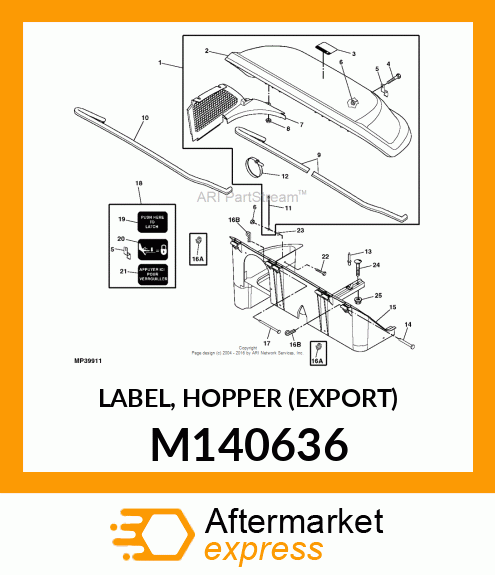 LABEL, HOPPER (EXPORT) M140636