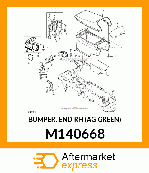 BUMPER, END RH (AG GREEN) M140668