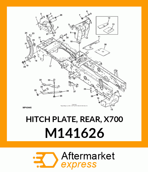 HITCH PLATE, REAR, X700 M141626