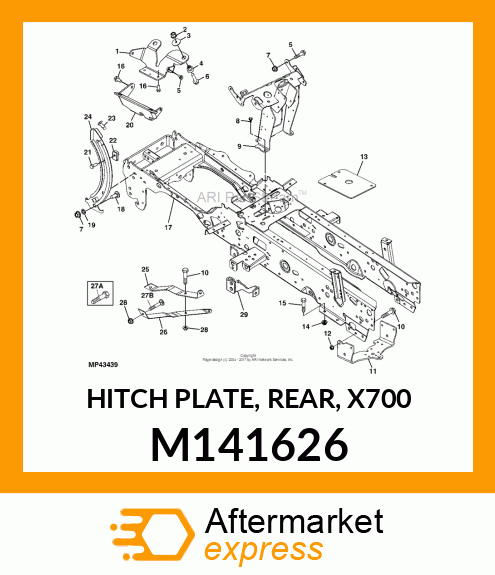 HITCH PLATE, REAR, X700 M141626