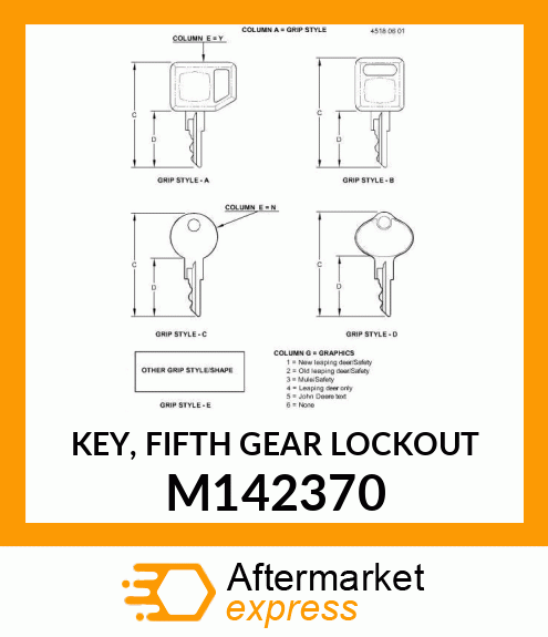 KEY, FIFTH GEAR LOCKOUT M142370