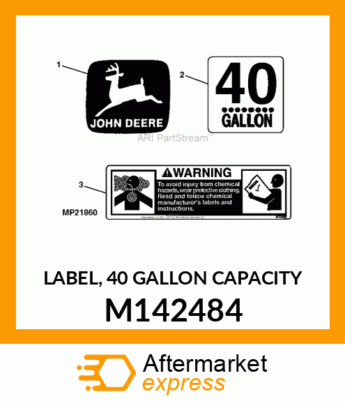 LABEL, 40 GALLON CAPACITY M142484