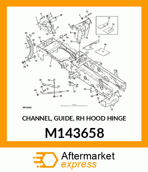 CHANNEL, GUIDE, RH HOOD HINGE M143658