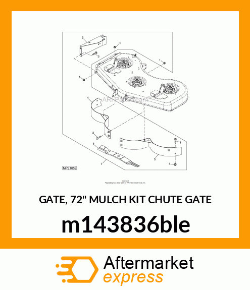 GATE, 72" MULCH KIT CHUTE GATE m143836ble