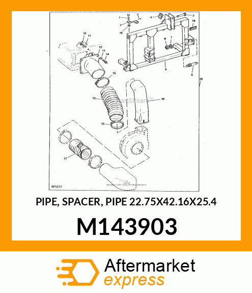 PIPE, SPACER, PIPE 22.75X42.16X25.4 M143903