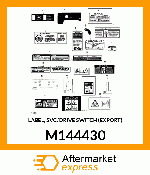 LABEL, SVC/DRIVE SWITCH (EXPORT) M144430