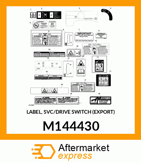 LABEL, SVC/DRIVE SWITCH (EXPORT) M144430