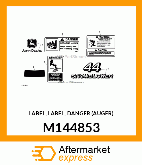 LABEL, LABEL, DANGER (AUGER) M144853