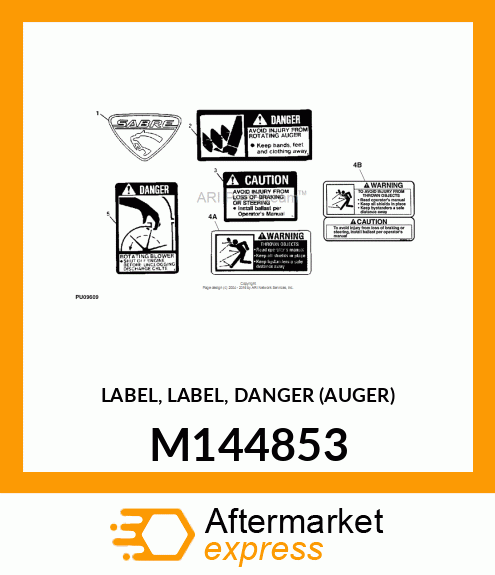 LABEL, LABEL, DANGER (AUGER) M144853