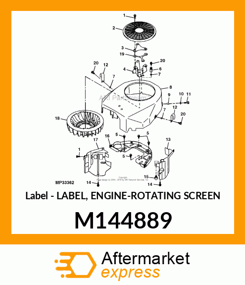 Label - LABEL, ENGINE-ROTATING SCREEN M144889