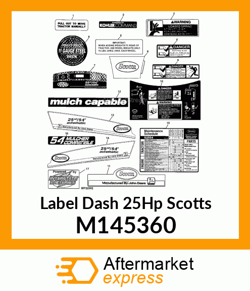 Label Dash 25Hp Scotts M145360