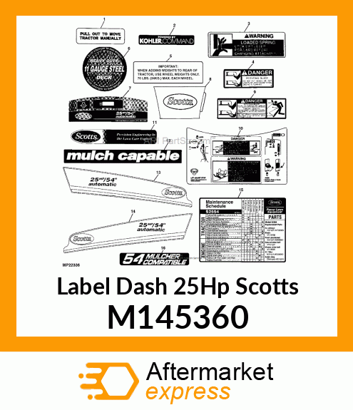 Label Dash 25Hp Scotts M145360