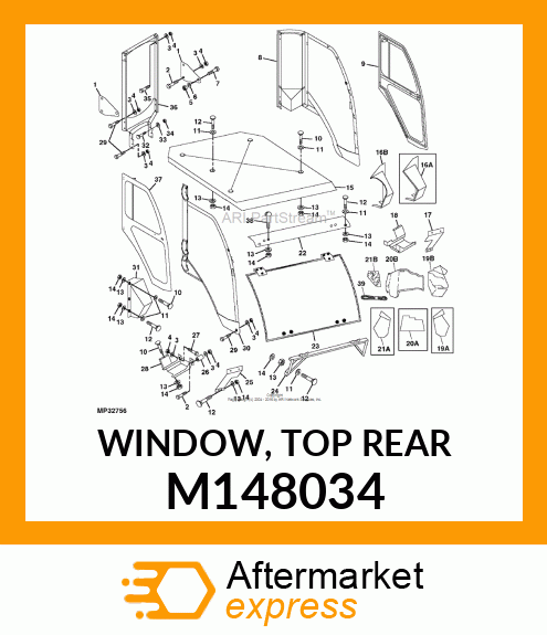 WINDOW, TOP REAR M148034