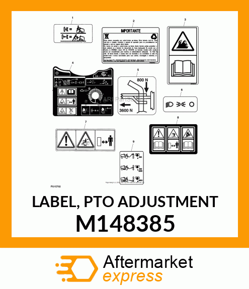 LABEL, PTO ADJUSTMENT M148385