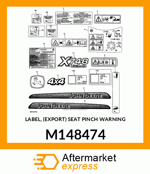 LABEL, (EXPORT) SEAT PINCH WARNING M148474